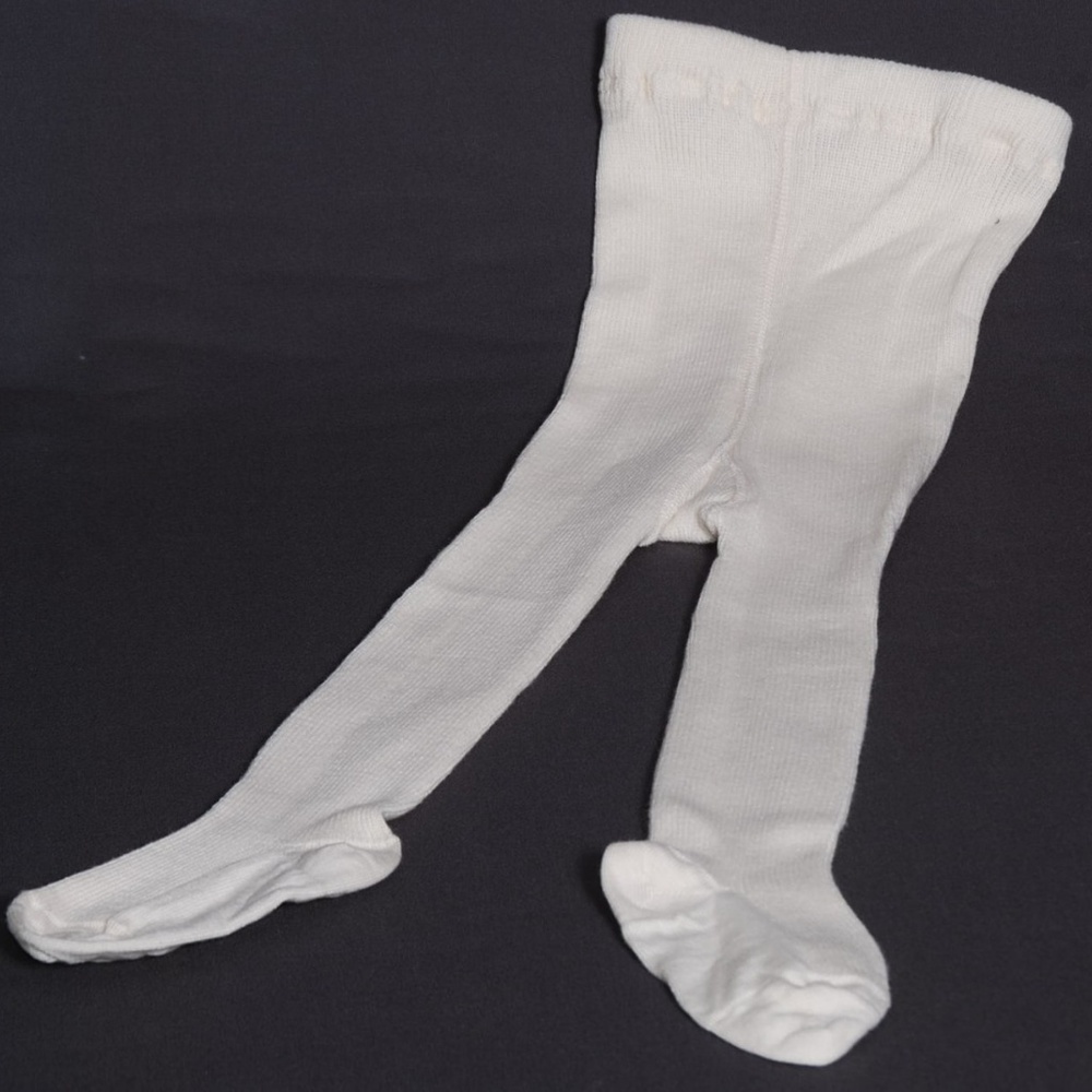 New Girls Organic Wool/Cotton Tights 5-6T White
